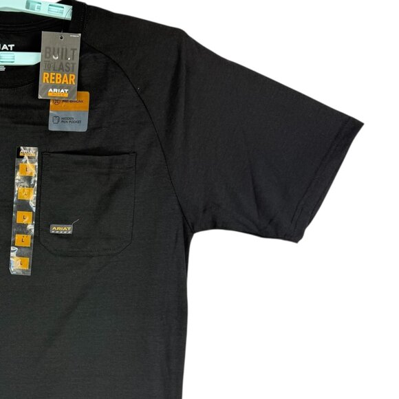 Ariat Rebar Men's Short Sleeve Crew Neck Cotton Black T-Shirt Size Large NWT - Picture 5 of 10